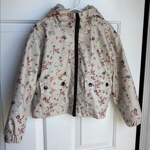 Like new Art Class Cream Floral Hooded Raincoat with flowers size XS